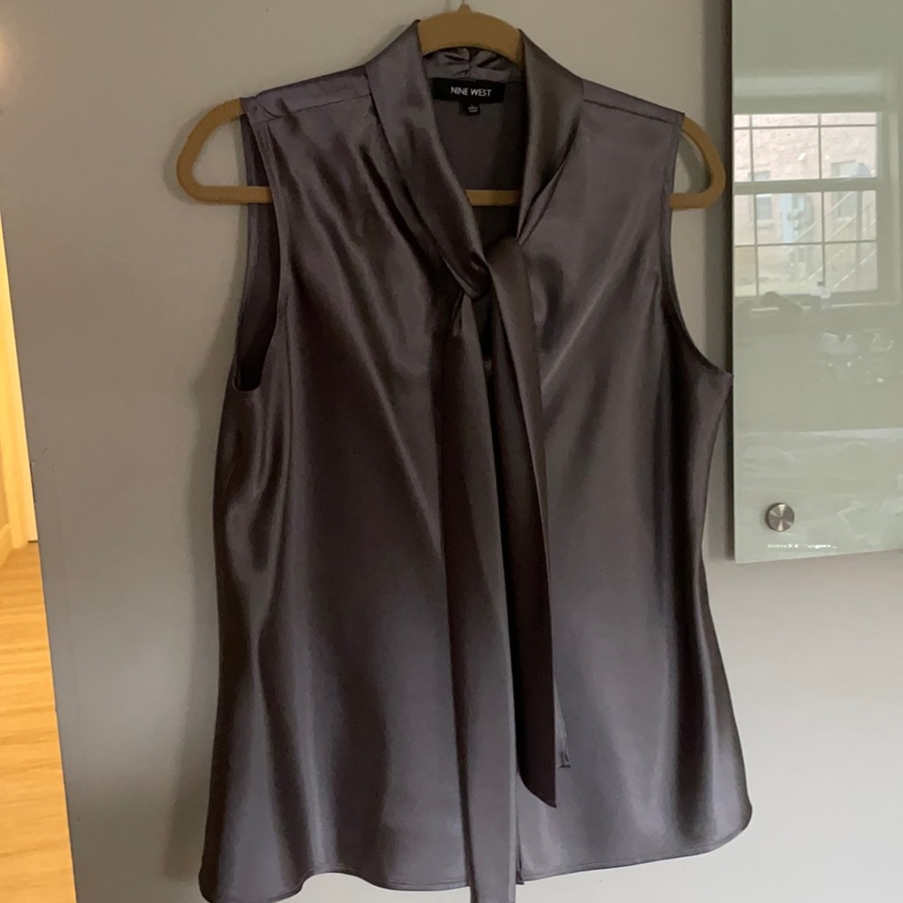 Nine West grey silk blouse